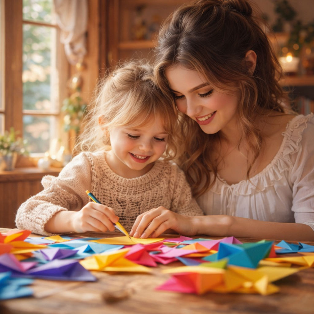 Enfant faisant des activités créatives avec sa maman
